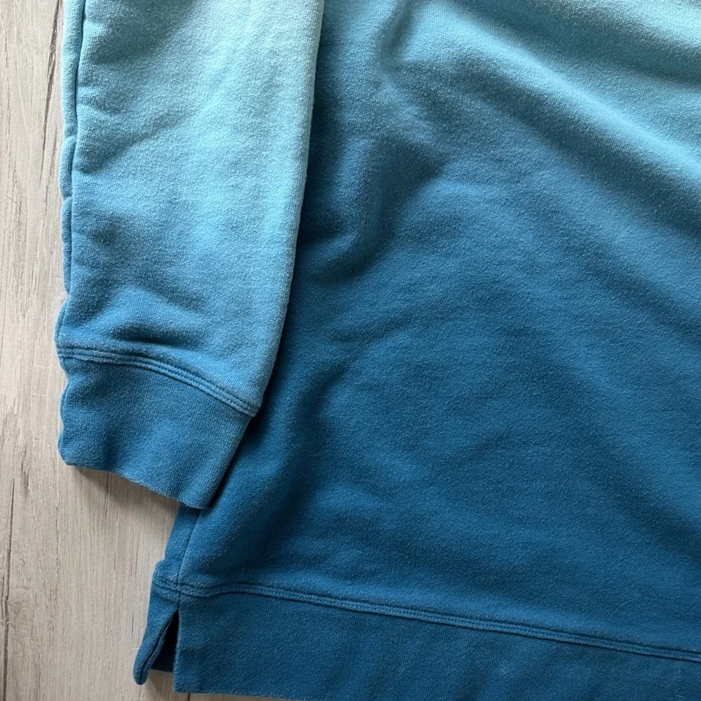 Lands' End Serious Sweats collection Teal Ombre Sweatshirt - Picture 5 of 7
